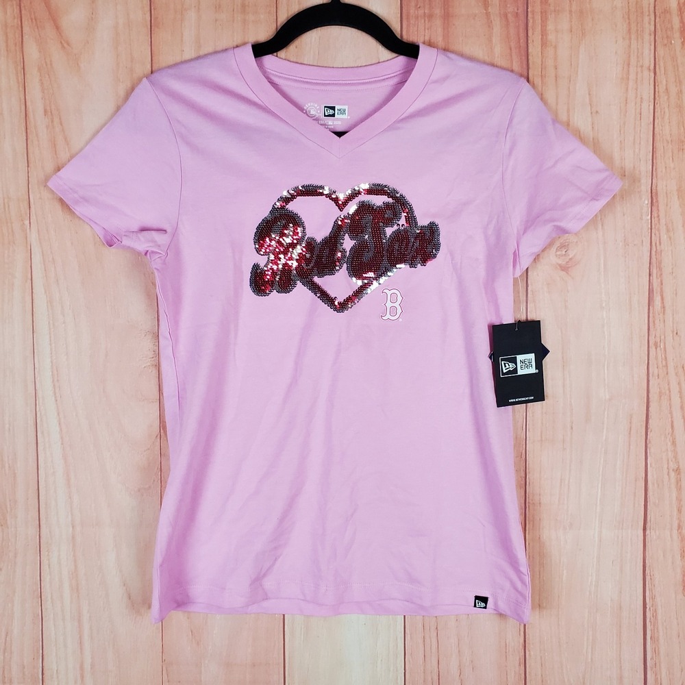 New Era Heart Flip Sequins‎ Girls T-Shirt 14 / 16 Pink Cotton Short Sleeve
